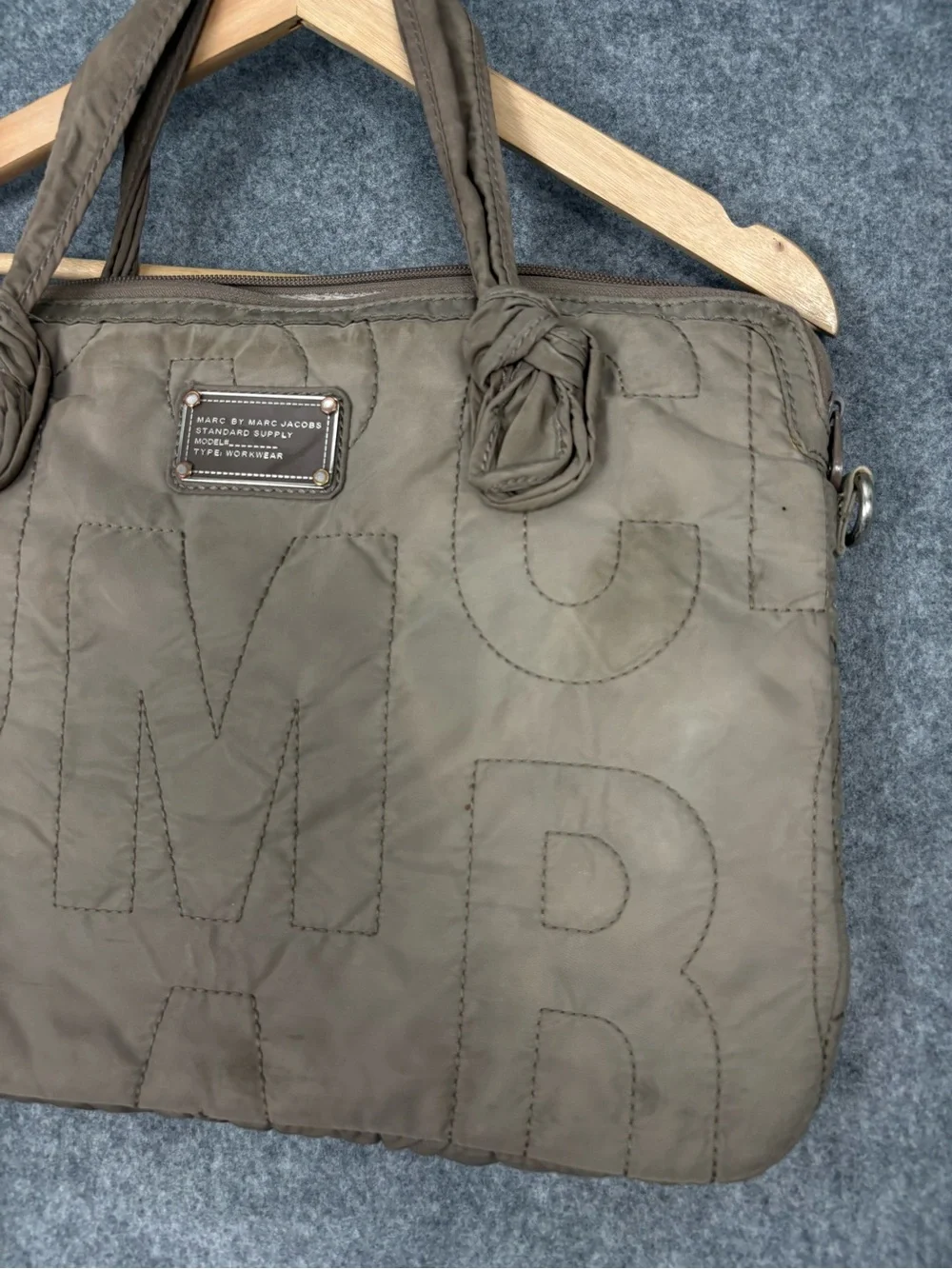 Marc by Marc Jacobs Standard Supply Nylon Workwear Laptop Tote Bag Olive Y2K